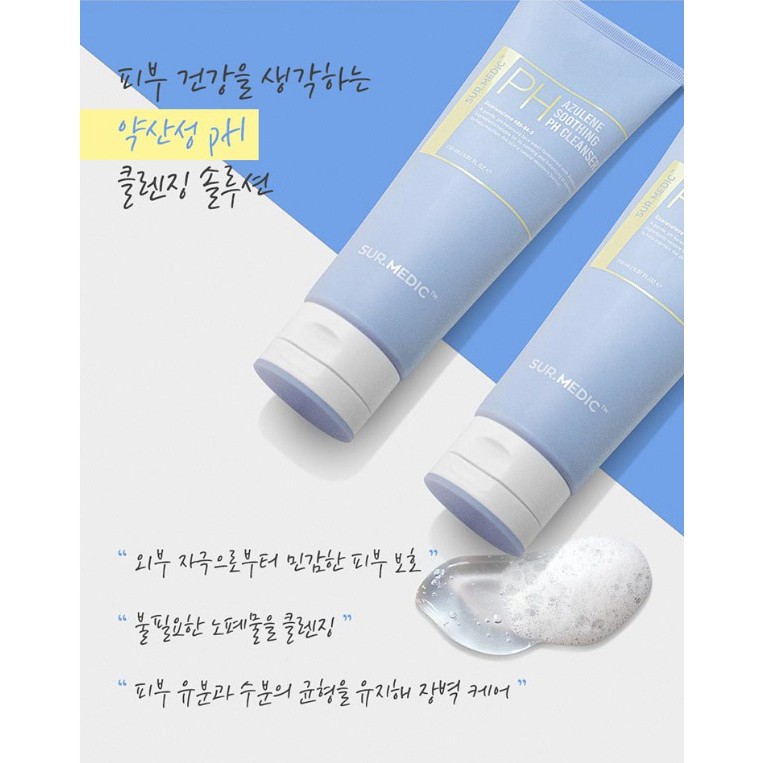 Sữa Rửa Mặt Cấp Ẩm, Dịu Nhẹ, Không Khô Da Sur.Medic Azulene Soothing pH Cleanser 150ml