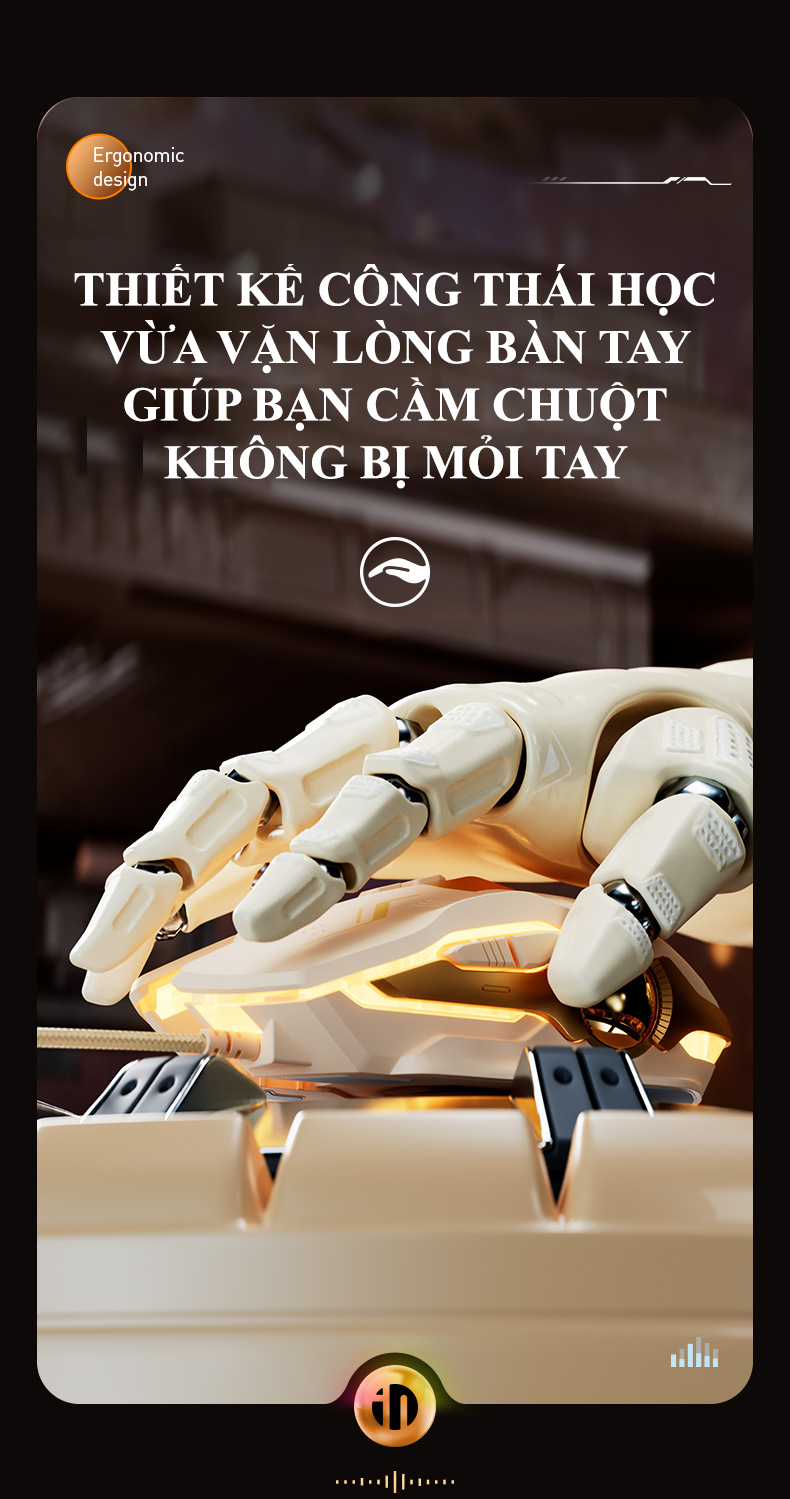 Combo bàn phím và chuột có dây chuyên game INPHIC K8 + PW5N có led thiết kế màu trà sữa dành cho các nữ game thủ - Hàng Chính Hãng