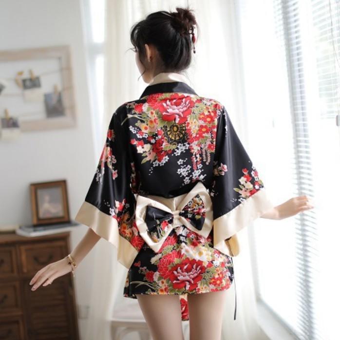 Bộ đồ ngủ Kimono phong cách Nhật Bản quyến rũ - Màu đen