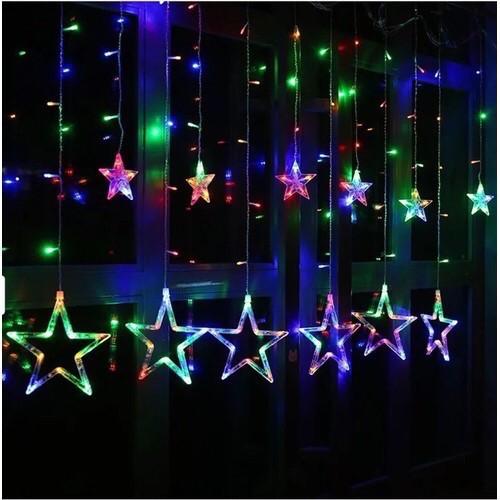 DÂY ĐÈN LED RÈM SAO RƠI 8 CHẾ ĐỘ CHIẾU MÀU CHỐNG THẤM NƯỚC -Trang Trí Ngoài Trời - Dài 2.5 Mét - NOEL- NĂM MỚI 2020-2021