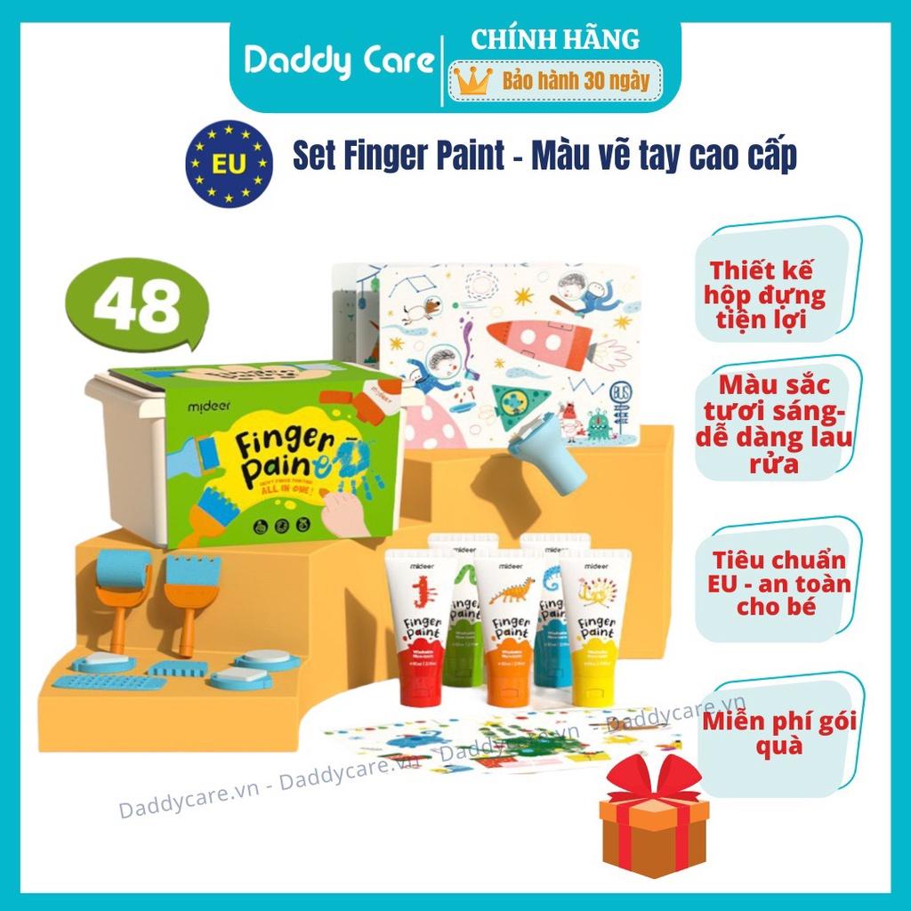 Finger Paint Mideer bộ màu kèm dụng cụ cho bé chính hãng an toàn kèm áo khoác vẽ ngoài