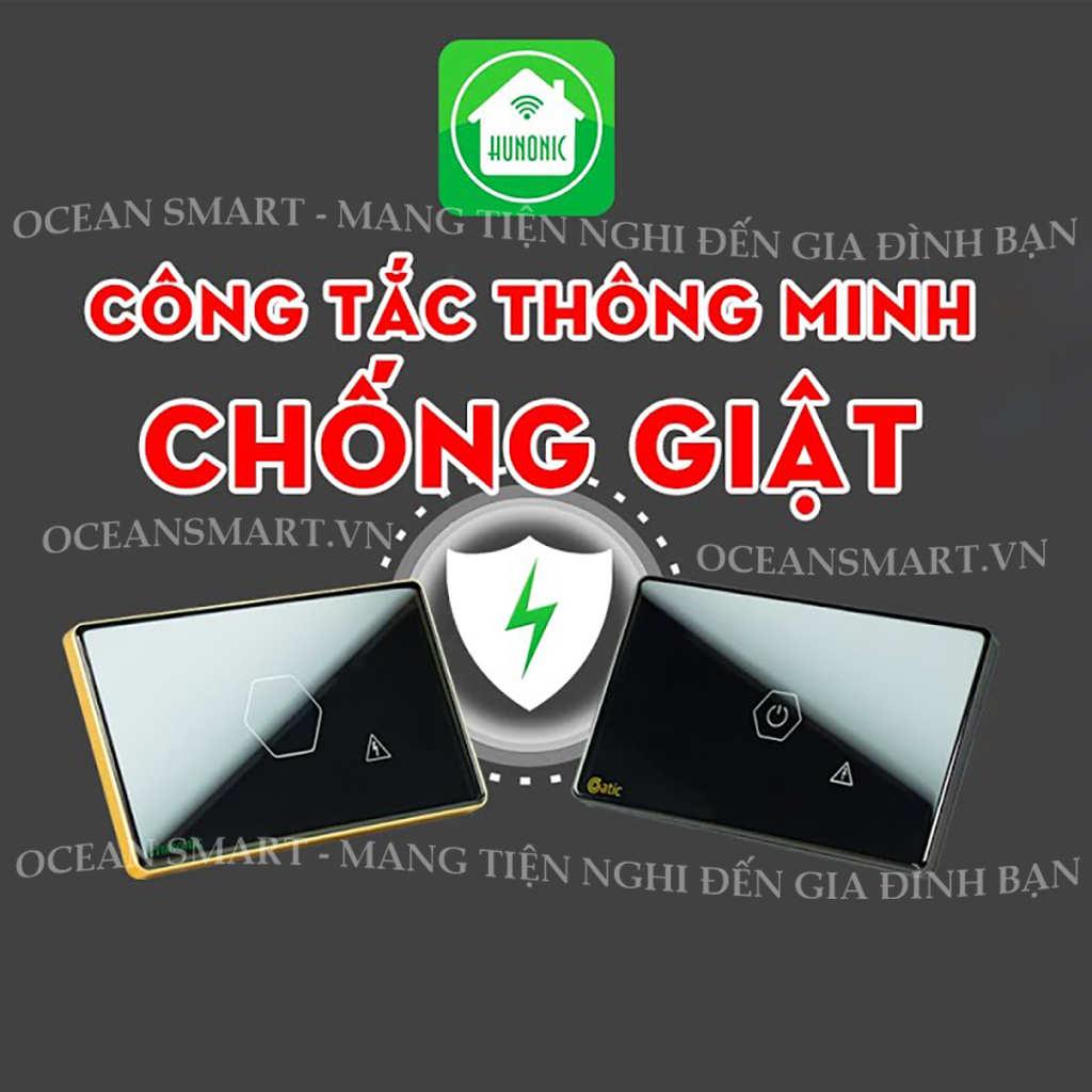 Công Tắc Thông Minh Wifi, Công Tắc Chống Giật Cho Bình Nóng Lạnh Hunonic Datic - DTSWU1