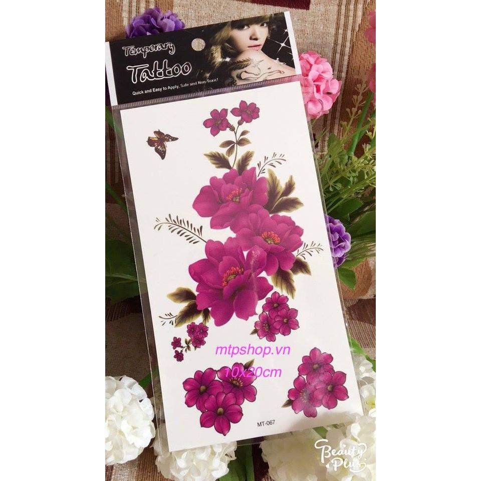 Combo 5 tấm hình xăm dán tattoo cao cấp 10x20cm CÁC LOÀI HOA ĐẸP