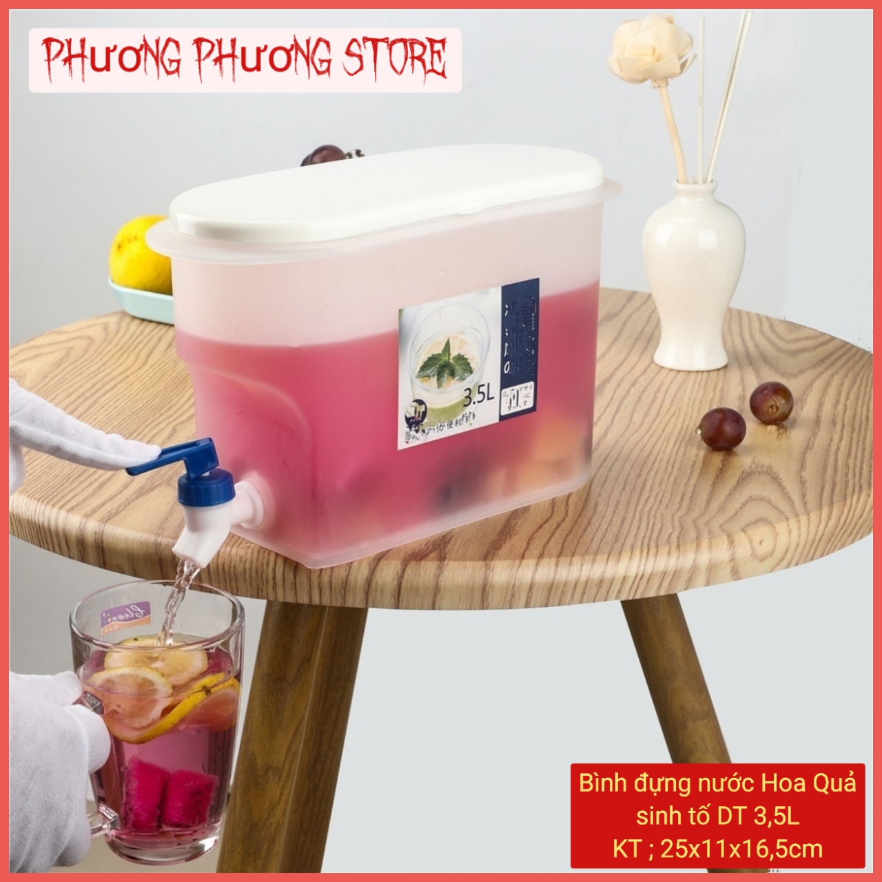 Bình Đựng Nước Có Vòi 3,5L Bình Đựng Nước Trà, Nước Trái Cây, Sinh Tố Để Trong Tủ Lạnh Tiện Lợi, an toàn vệ sinh