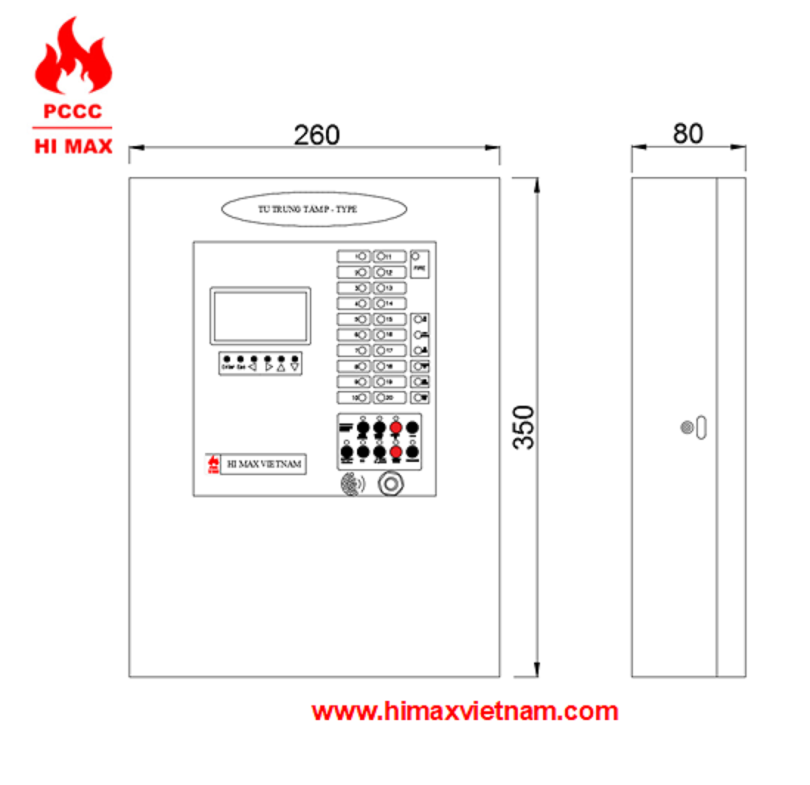 Trung tâm điều khiển báo cháy loại P 20 zone hi max HP5020