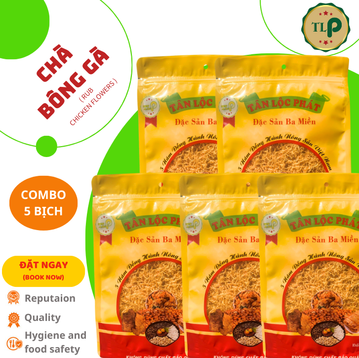 CHÀ BÔNG GÀ TÂN LỘC PHÁT COMBO 5 BỊCH - MỖI BỊCH 100G