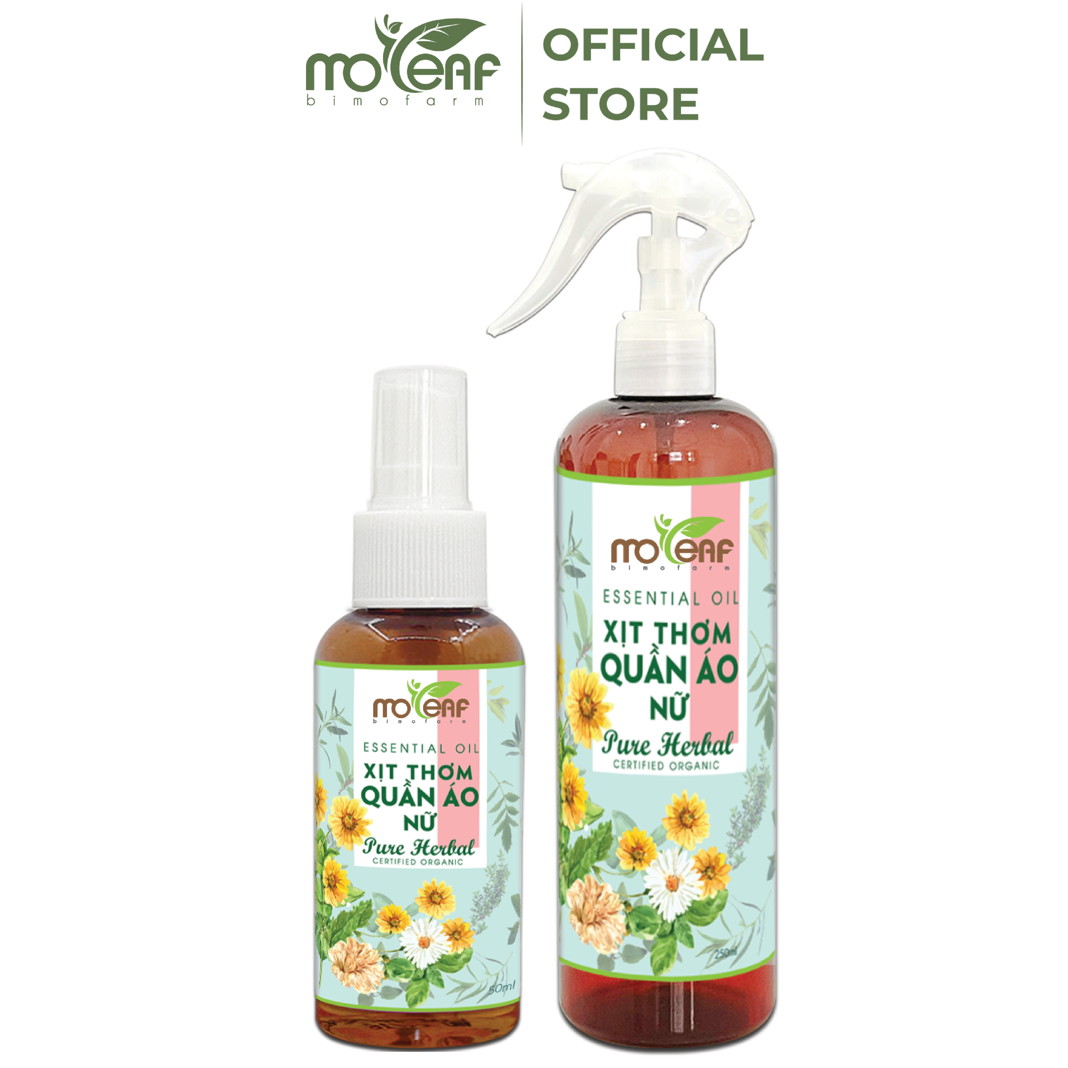 Xịt Thơm Quần Áo NỮ Moleaf giúp làm phẳng quần áo, khử mùi ẩm mốc, tạo hương thơm dịu nhẹ