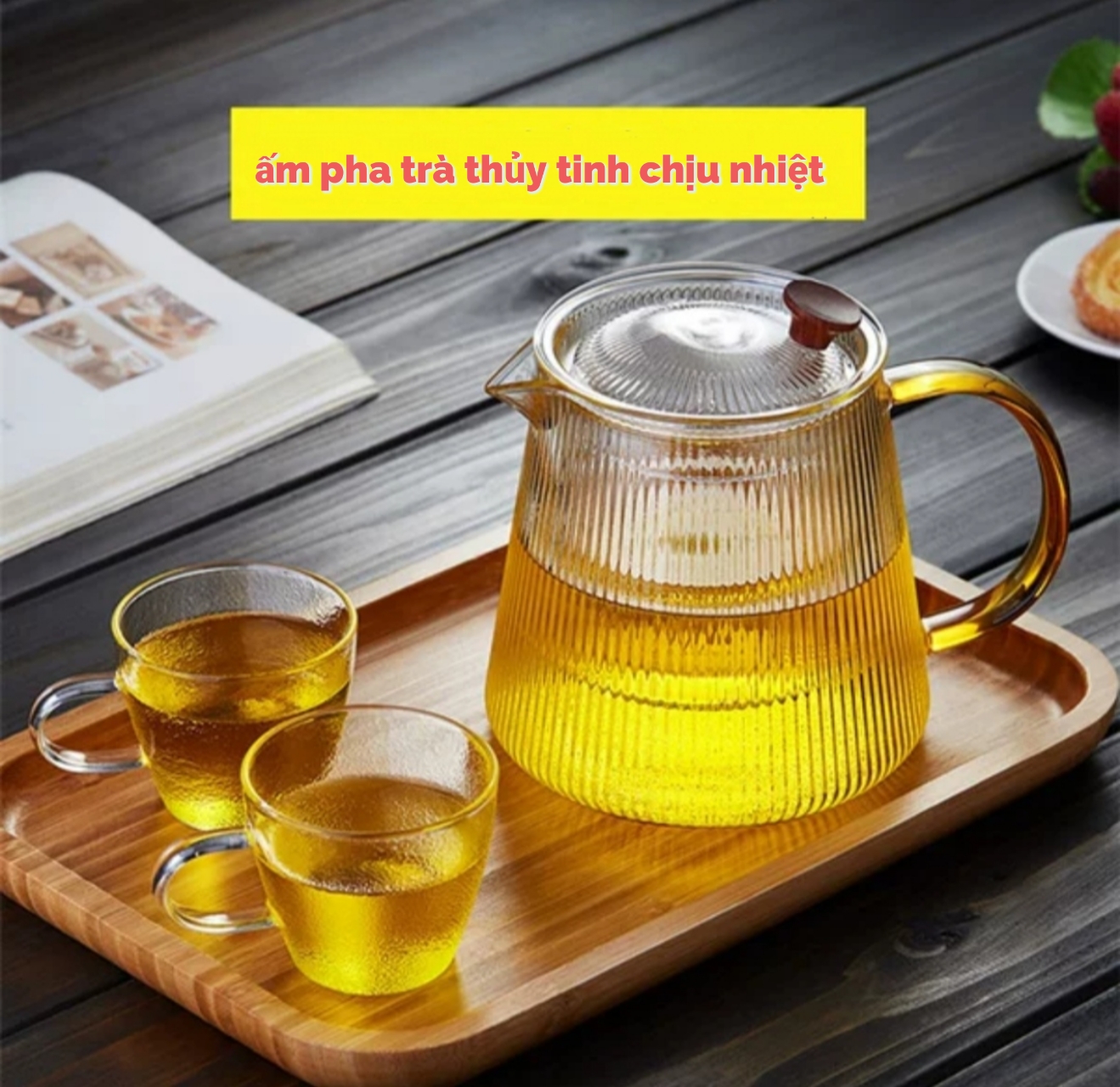 Ấm pha trà lõi lọc thủy tinh cao cấp chịu nhiệt