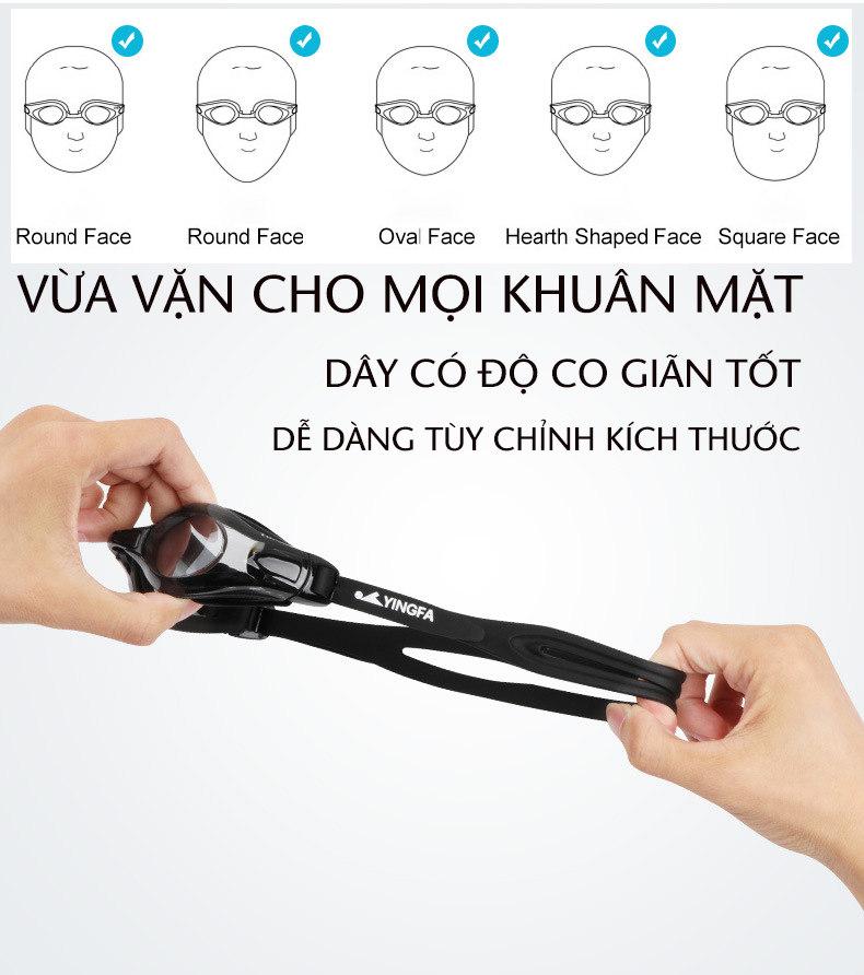 Kính Bơi YingFa - Y2800AF , Kính Bơi Cao Cấp Chống Bám Hơi Nước, Chống Tia UV, Góc Nhìn Rộng HD, Chất Liệu Polycarbonate
