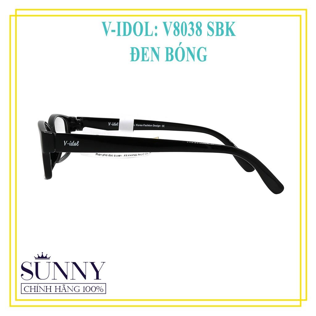 Gọng kính 0 có độ chính hãng hiệu V-idol V8038 SBK (màu đen) - sp kèm tem chống hàng giả của bộ công an