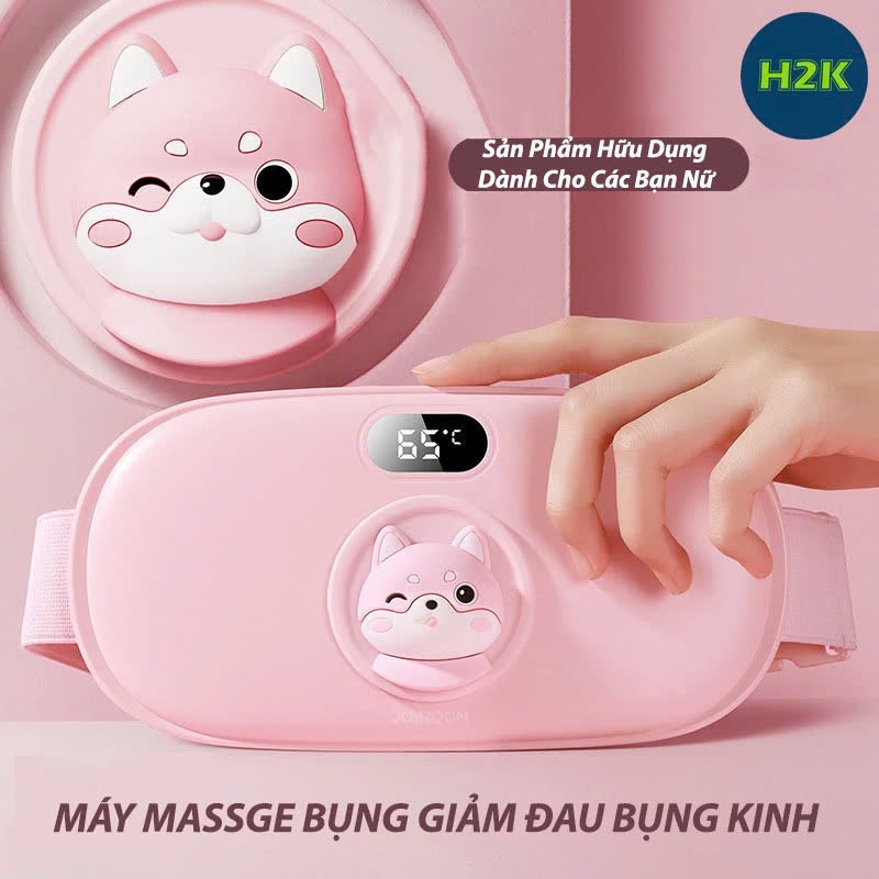 Máy chườm nóng hỗ trợ giảm đau bụng kinh có 4 chế độ massage và 3 mức nhiệt ấm bụng: 40-60 độ C Pin sạc UBS, món quà ý nghĩa tặng người yêu MÀU HỒNG