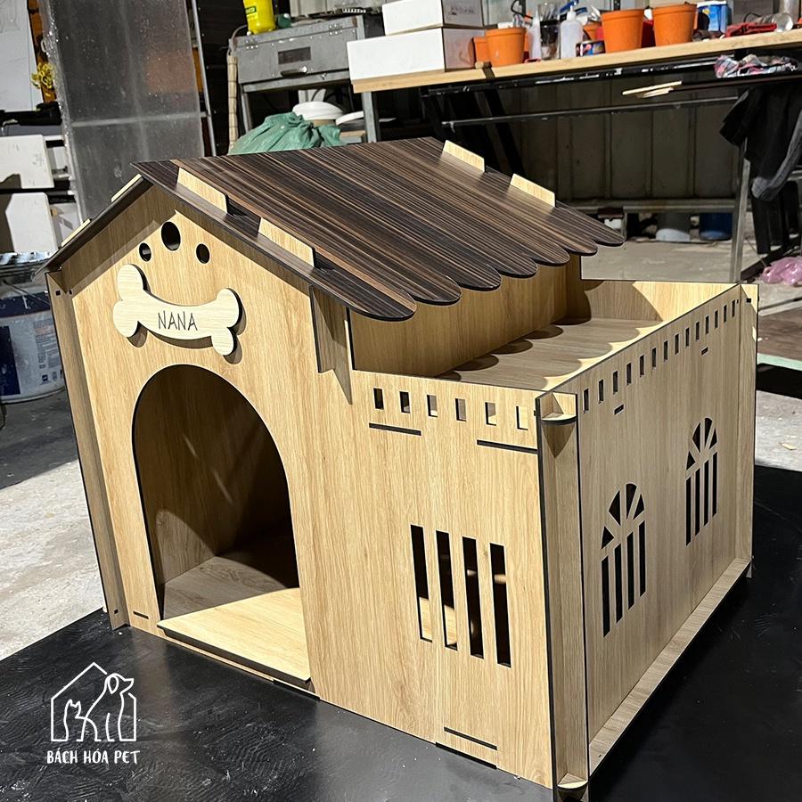 Nhà ở dành cho chó mèo BHP3 bằng gỗ chống thấm rộng rãi thoải mái lắp ghép thông minh