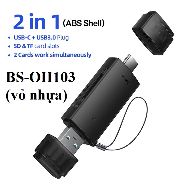 Đầu đọc thẻ SD / TF 2 cổng giao tiếp U+C Baseus Airjoy BS-OH069 / BS-OH103 - Hàng chính hãng