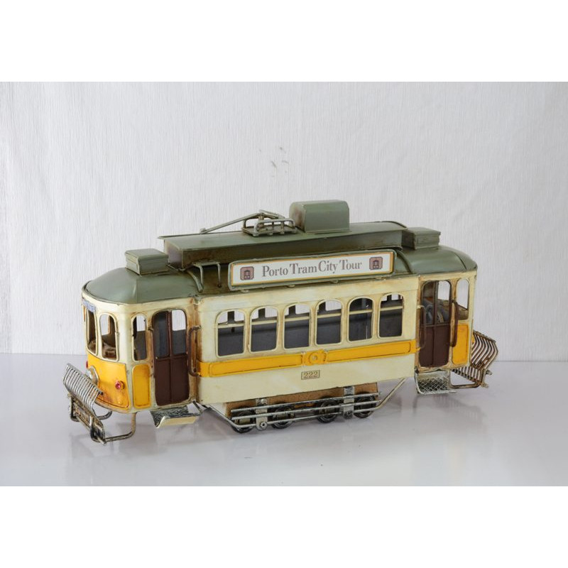 Mô hình Xe điện cổ Retro Kim loại trưng bày / Vintage Metal Tram handmade Decoration (1304E-3538)