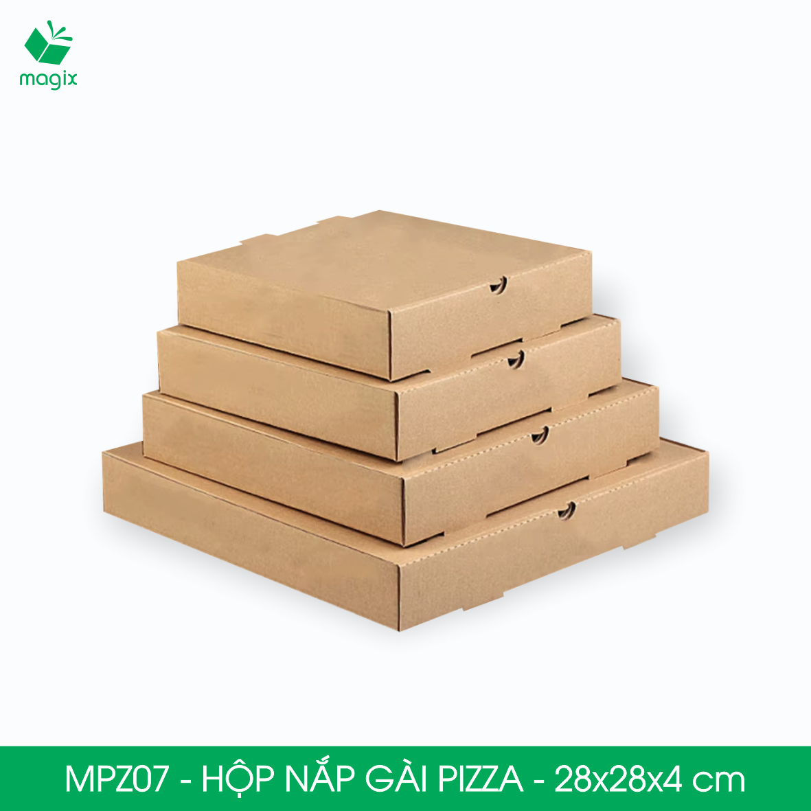 MPZ07 - 28x28x4 - 100 Hộp nắp gài pizza đa dụng - Hộp nắp gập, hộp carton gói hàng, hộp quà