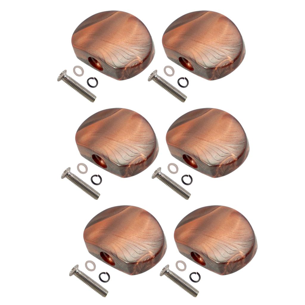 Sunnimix 6 Chiếc Hình Bán Nguyệt Hình Đàn Guitar Điện Chỉnh Chốt Nắp Chỉnh Âm Máy Đầu Thay Thế Nút Núm, Cà Phê