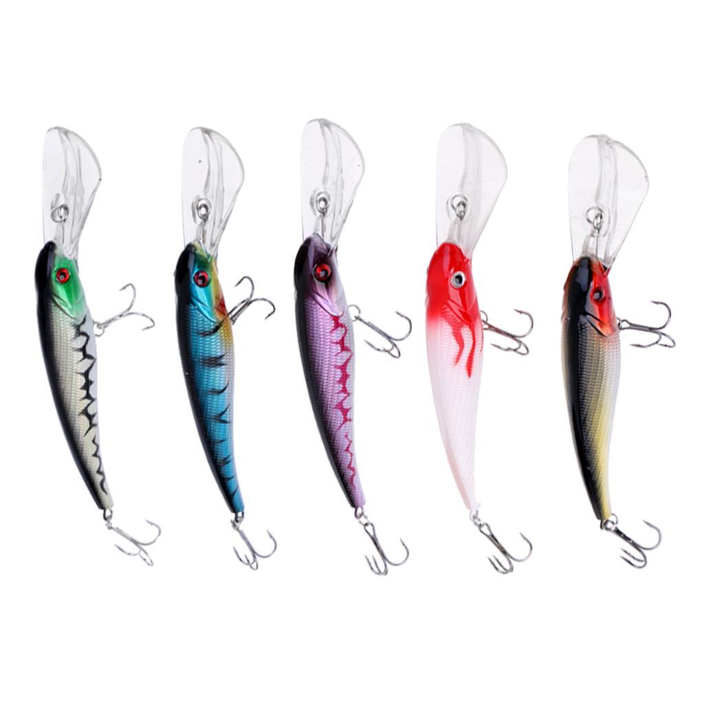 5pcs Plastic Minnow Fishing Lures Bass Crankbait Kit Saltwater/Freshwater Fishing Diving Lure Fishing Tackle Hooks Crankbait Hard Minnow Baits