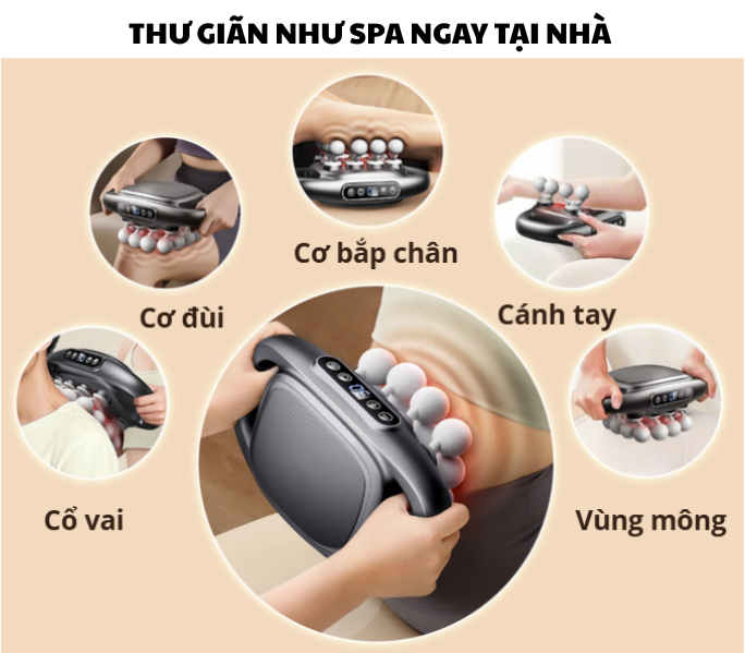 [Tặng củ sạc + cáp sạc] Máy Massage Toàn Thân Cầm Tay 16 Đầu, Máy Mát Xa Đấm Lưng 16 Đầu GDV - Hàng Chính Hãng