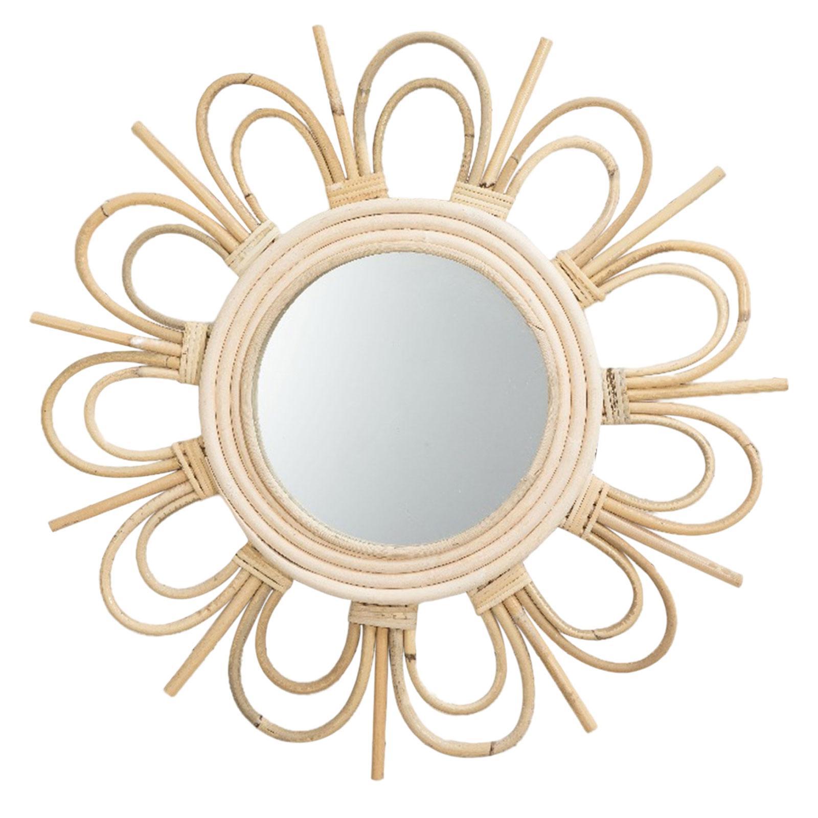 Handmade Rattan Decorative Wall Mirror Photography  Mirror for Entryway Apartment
