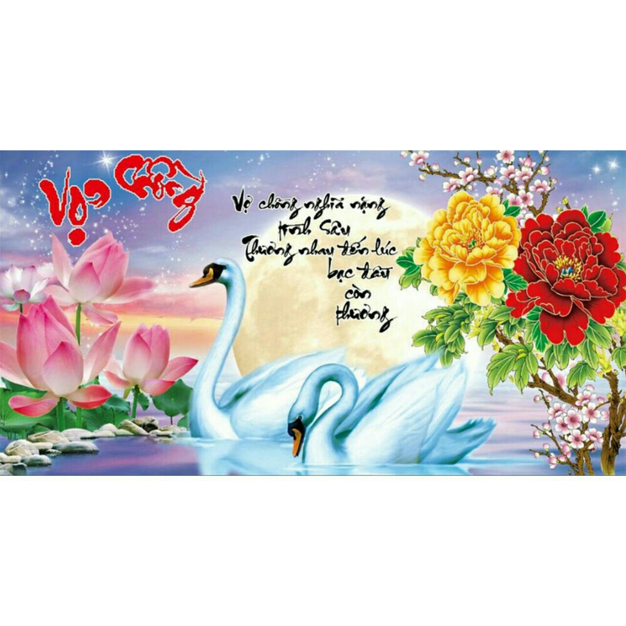 Tranh đính đá Vợ Chồng chưa đính