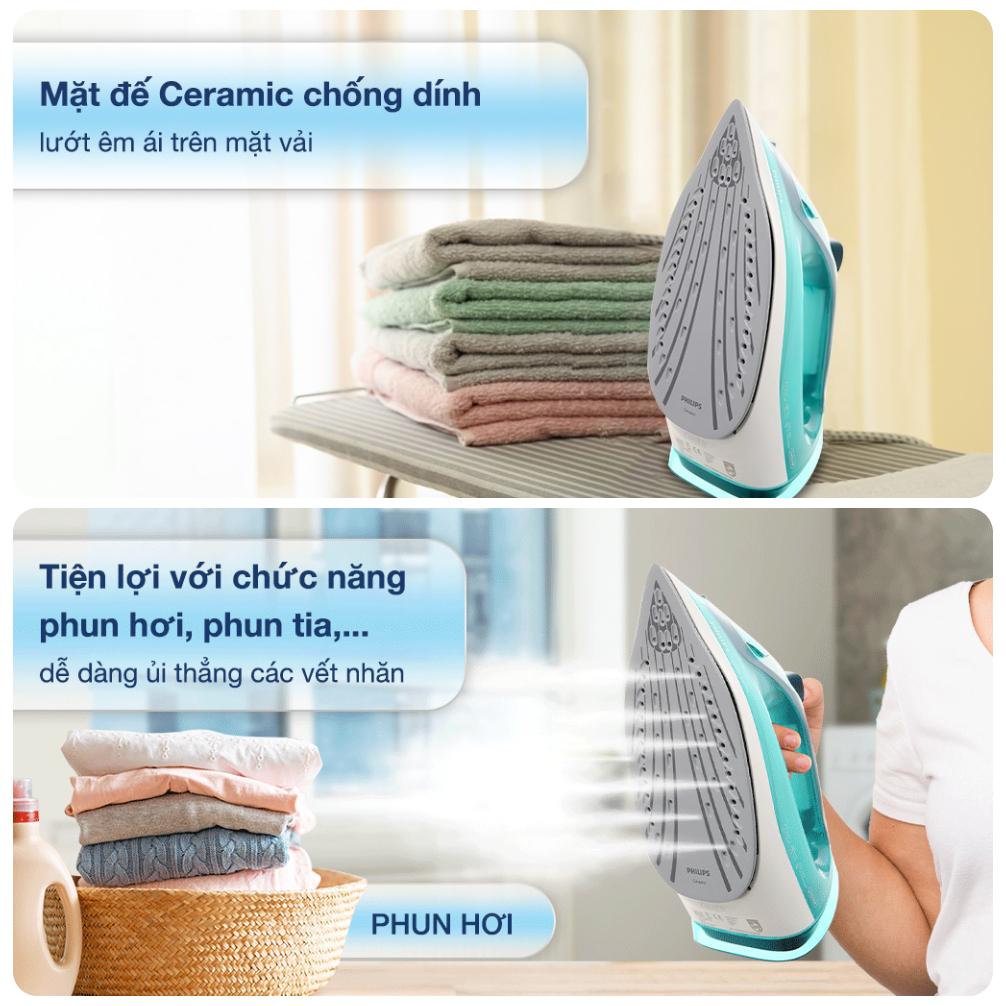 Bàn Ủi Hơi Nước Philips DST3030/70, Công Suất 2400w - Mặt Đế Ceramic, Hàng Chính Hãng