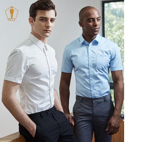 Aó Sơ Mi Trắng Nam Tay Ngắn, Dài Dáng Ôm Slim Fit Cao Cấp Hàn Quốc