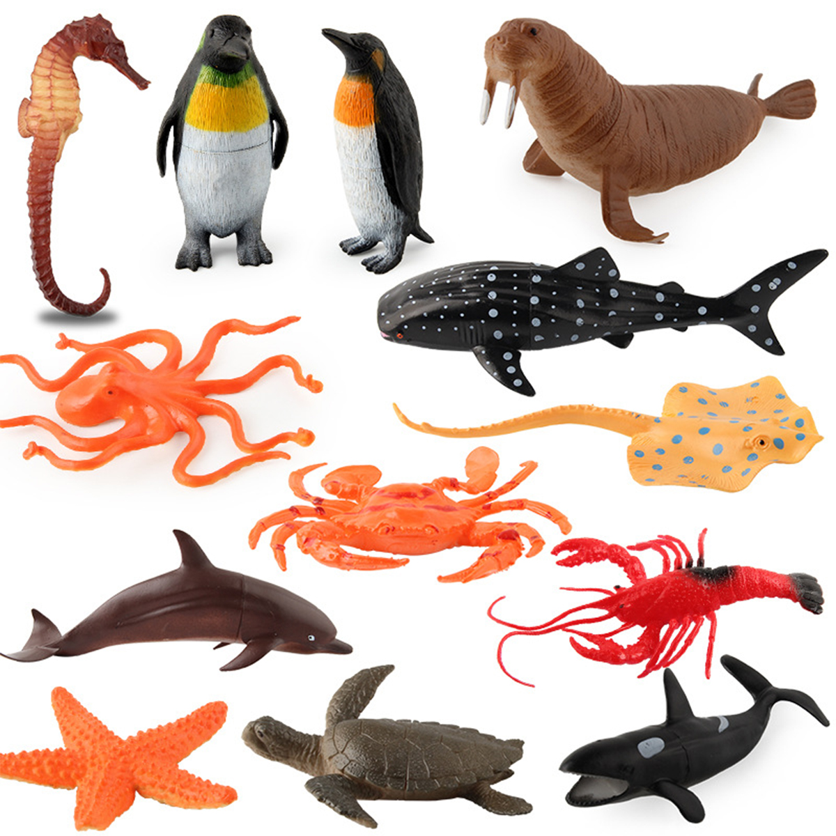 Đồ chơi 13 mô hình Cá biển &amp; sinh vật biển (14-18 cm) nhựa New4all Animal Ocean World Size lớn đồ chơi nhà tắm, đi biển