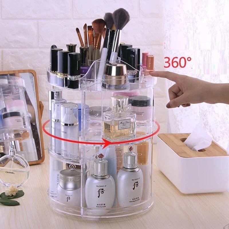KỆ ĐỰNG MỸ PHẨM TRỤ XOAY 360 ĐỘ TIỆN DỤNG
