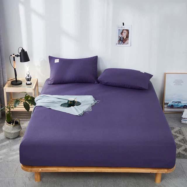 Bộ Ga Gối Cotton Đũi Tici LIDACO Cao Cấp - Tím