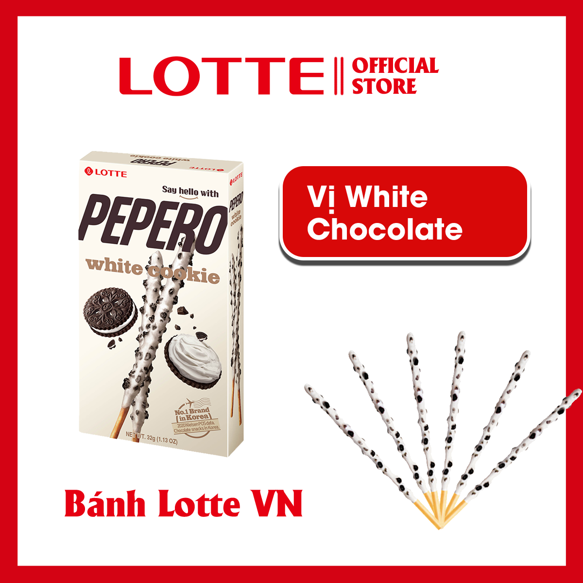 [SỈ/LẺ] Bánh Que Lotte Pepero vị Sô cô la trắng  White Cookie
