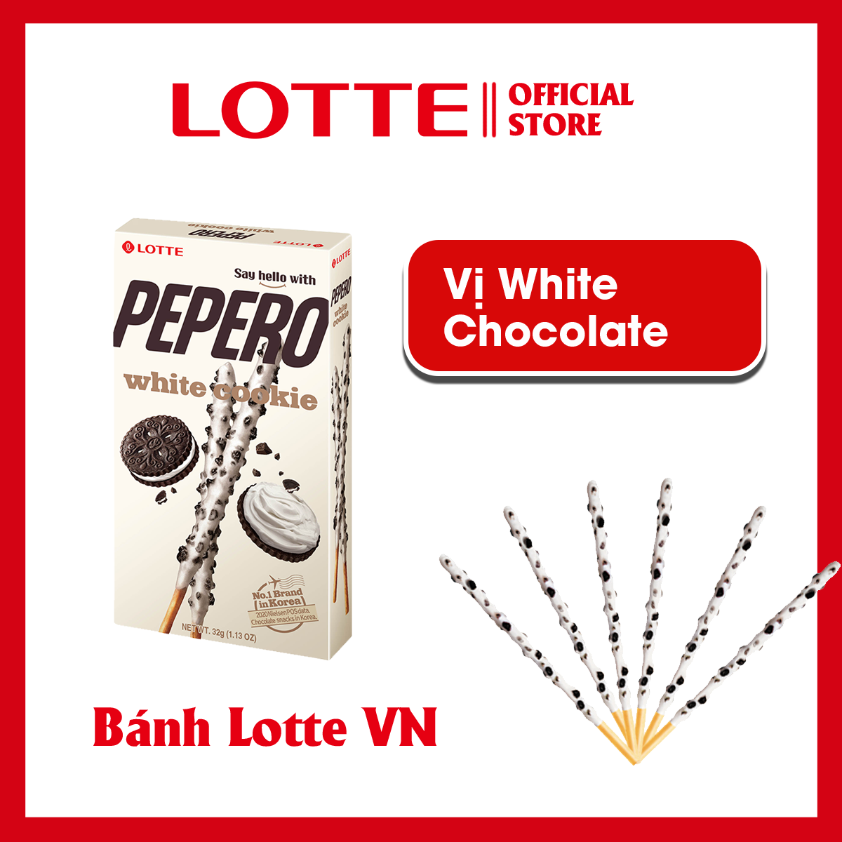 Bánh Que Lotte Pepero vị Sô cô la trắng  White Cookie