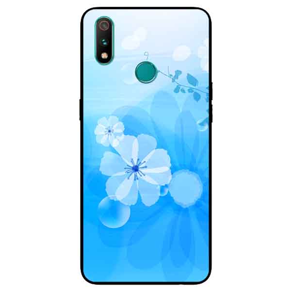 Ốp Lưng in cho Realme 3 Pro Mẫu Bông Hoa Nền Xanh - Hàng Chính Hãng