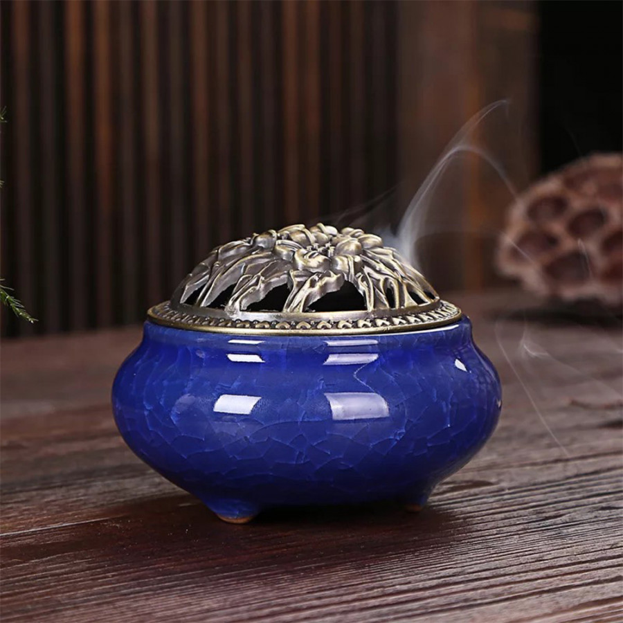 Lư xông trầm hương đỉnh đốt nhang gốm sứ