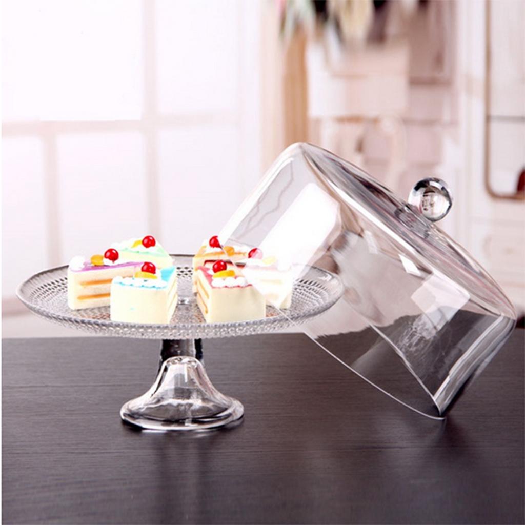 1:12 Mini Acrylic Cake Display Plate with Cover Creative Decoration for Wedding Birthday Party Serving Trays #1