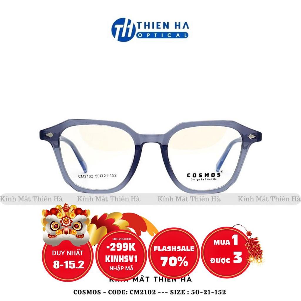 Gọng kính tròn nam nữ THIÊN HÀ OPTICAL chất liệu Acetate cao cấp lõi thép ôm mặt dáng lạ hợp độ cận cao COSMOS CM2102