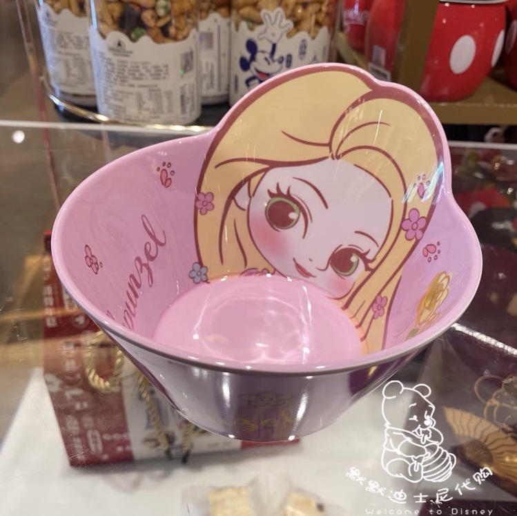 Chén ăn nhựa Melamine hình công chúa Rapunzel Princess nổi 3D màu tím cho bé gái - 78VNDP2483