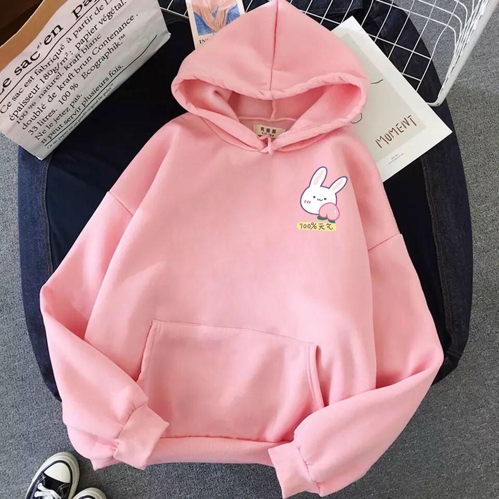 Áo hoodie nam nữ in hình Thỏ dễ thương, chất nỉ dày dặn, nón 2 lớp, thích hợp làm áo cặp
