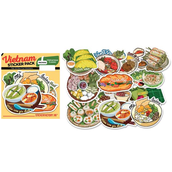 Bộ 12 Hình Dán Vietnamese Cuisine - Die Cut Sticker Pack - Stickerfactory PACK002