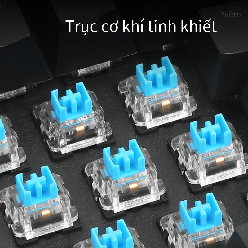 Bàn phím cơ USB có dây KM55 104 phím đầy màu sắc giá rẻ trục xanh đèn nền màu hỗn hợp 25 phím không đục lỗ