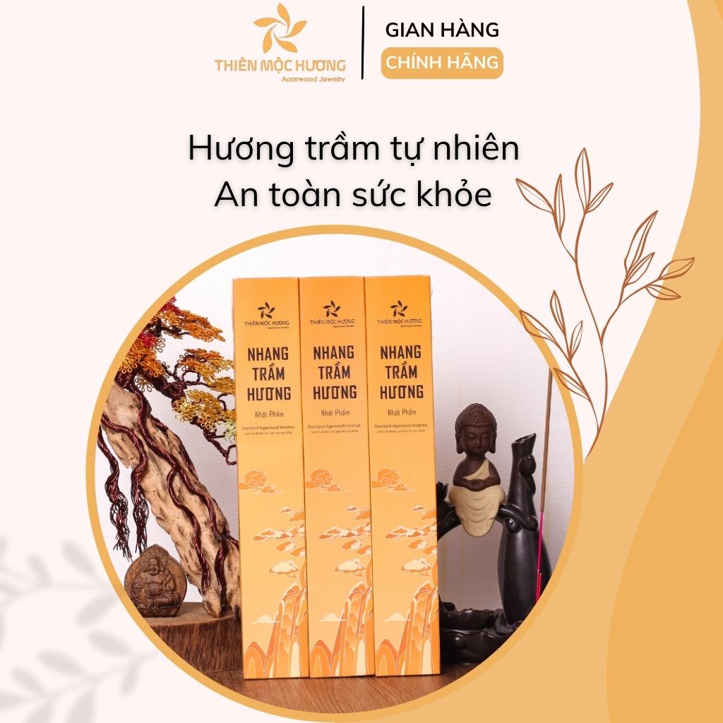 Nhang trầm hương tự nhiên Thiên Mộc Hương | Loại 12 Năm | Không cay mắt, Không Ngứa Mũi, Thơm Nhẹ, Dễ Chịu, An Toàn sức khỏe