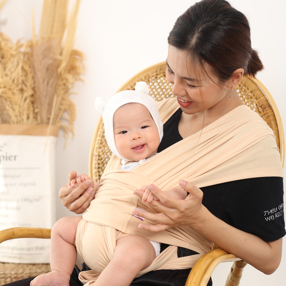 Địu vải em bé Jumys, địu cho bé sơ sinh từ 0-36 tháng tuổi, gọn nhẹ, mềm mịn, dễ giặt - Màu Be