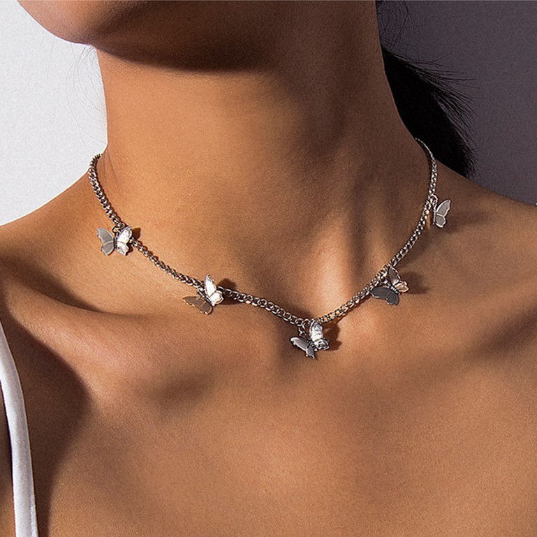 Vòng Cổ Choker Hình Bướm Quyến Rũ BellaDonna 27 - silver color