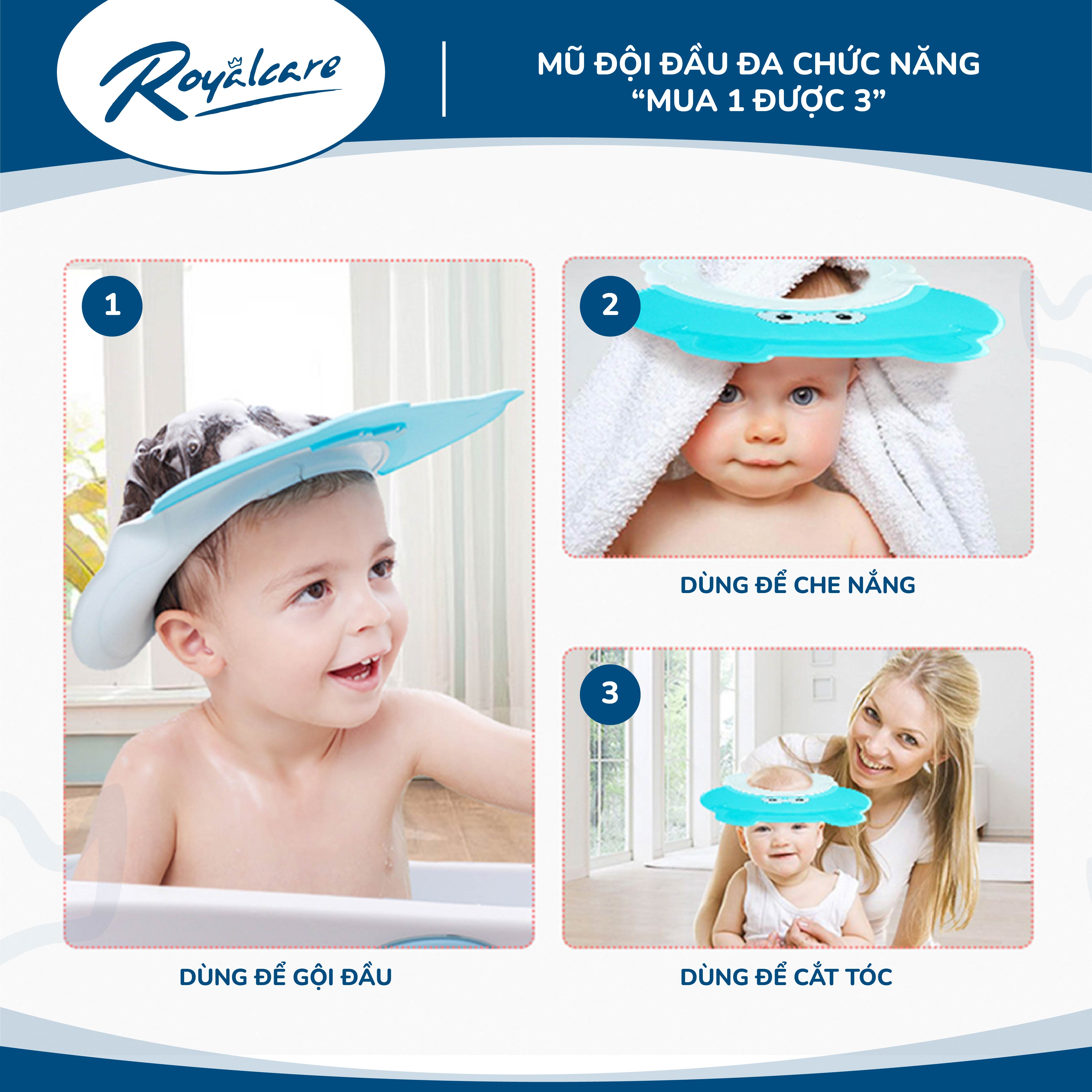 Mũ gội đầu hỗ trợ tắm gội cho bé hình hà mã Royalcare 702