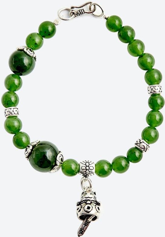 Vòng tay ngọc bích charm mèo may mắn Ngọc Quý Gemstones