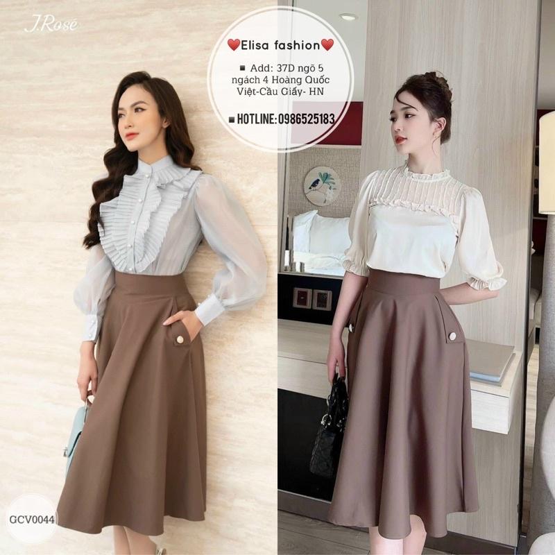 ️Gcv0044️Chân váy xoè nắp túi công sở️Elisa fashion