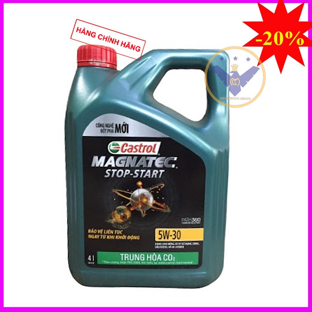 Bộ Dầu nhớt ô tô cao cấp tổng hợp Castrol Magnatec Stop Start Dualock Can 4L + Súc rửa động cơ Bluechem 250Ml