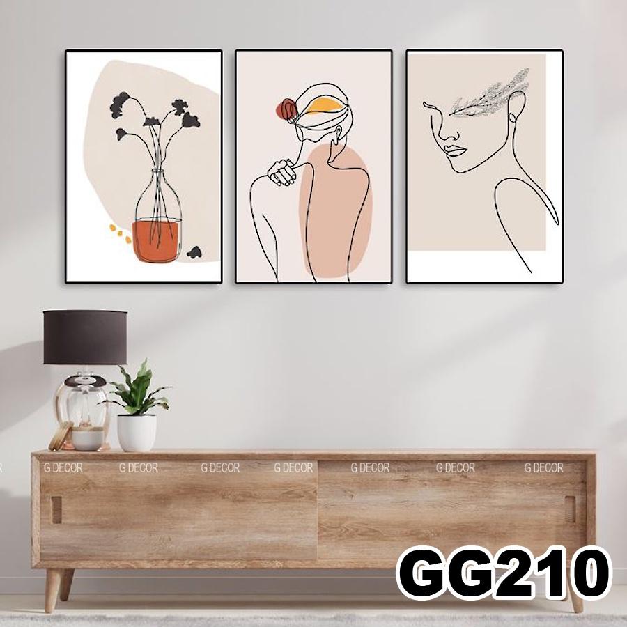 Tranh treo tường canvas 3 bức phong cách hiện đại Bắc Âu 206, tranh decor trang trí phòng khách, phòng ngủ, phòng ăn