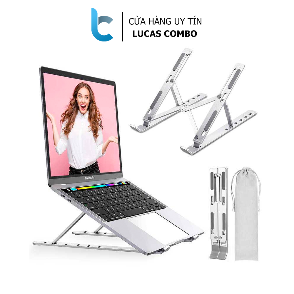 Stand/ Đế Nhôm Tản Nhiệt Dành Cho Macbook, Laptop Có Thể Gấp Gọn Và Điều Chỉnh 6 Nấc Độ Cao Lucas - Hàng Chính Hãng