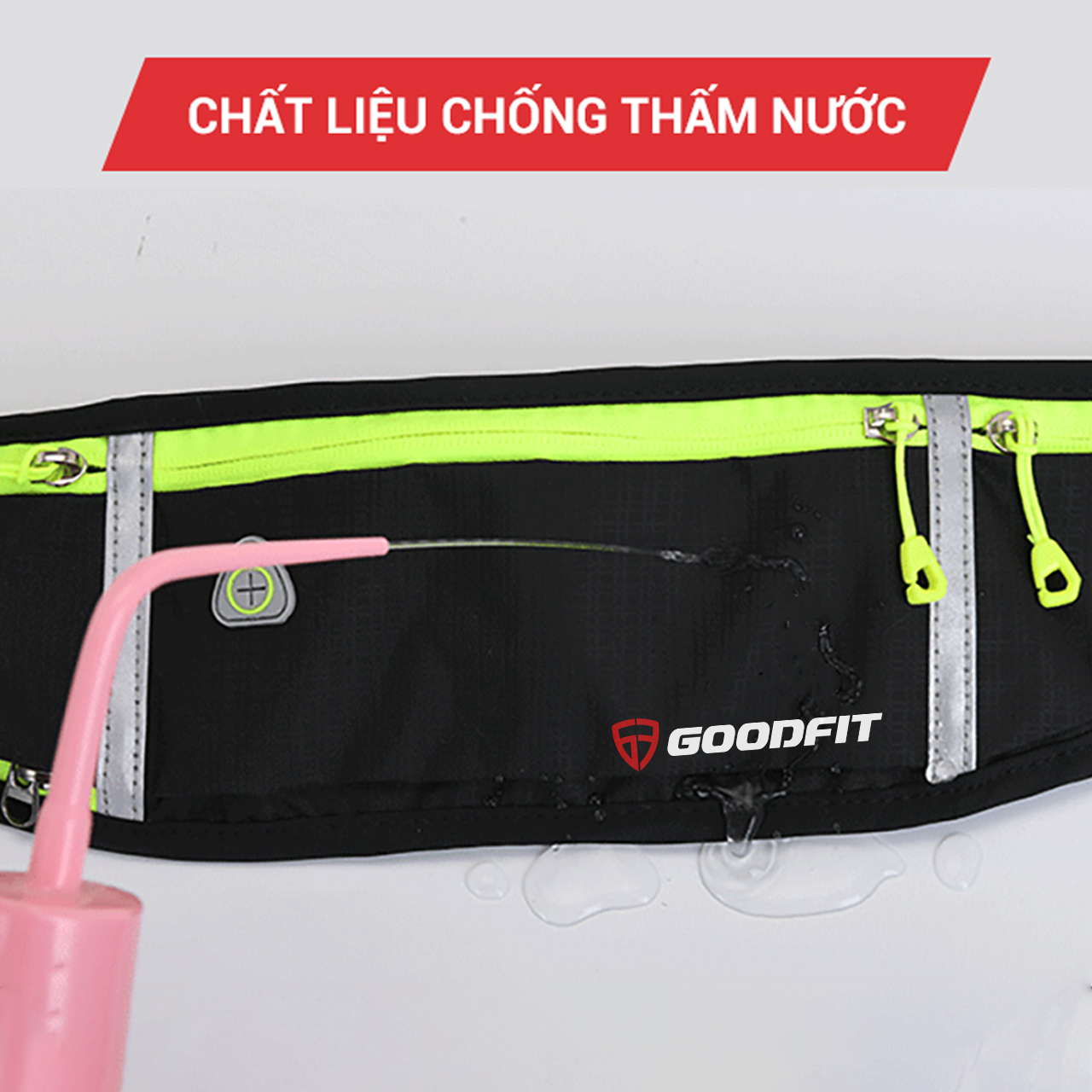 Túi đeo bụng chạy bộ chống nước, đai đeo điện thoại chạy bộ, túi đeo hông chạy bộ phản quang GoodFit GF106RB