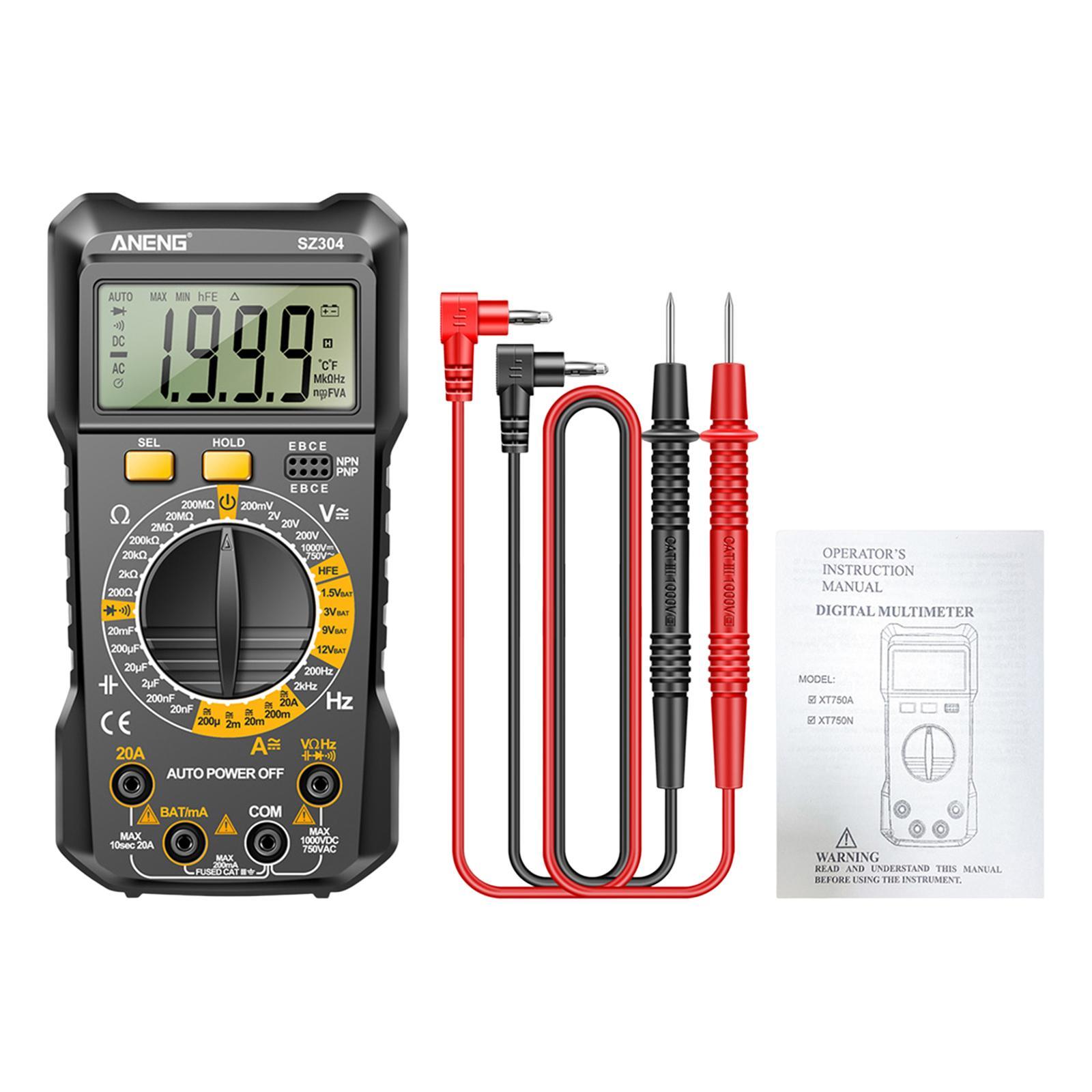 Electrical Multimeter Electrician Tool Multifunction Pocket DC Current Wide Measuring Continuity Capitance Voltage Meter Voltage Tester